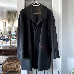 Tessuto Italiano 3/4 Length ‘Dark Olive’ Wool Coat - XXL